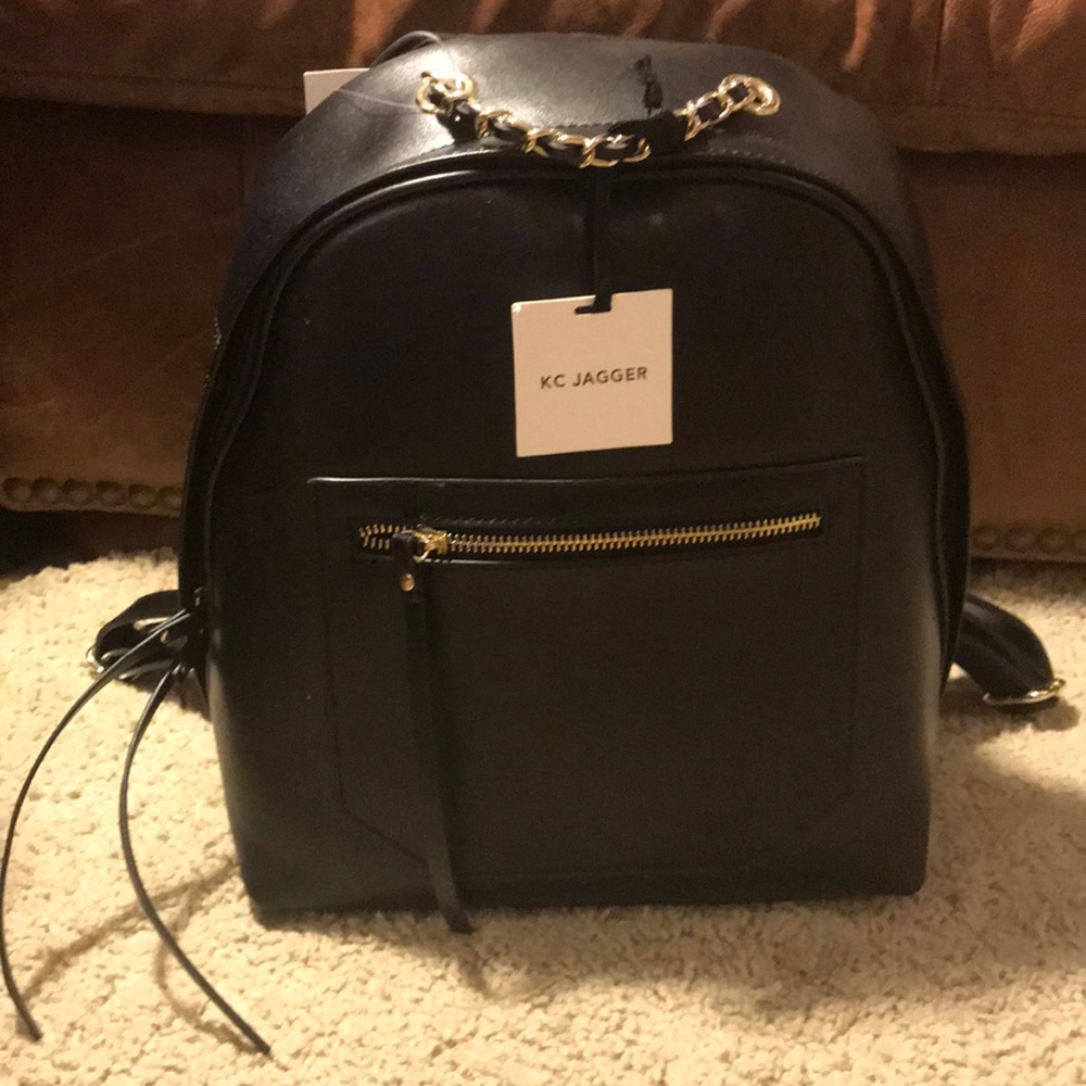 KC Jagger black leather backpack